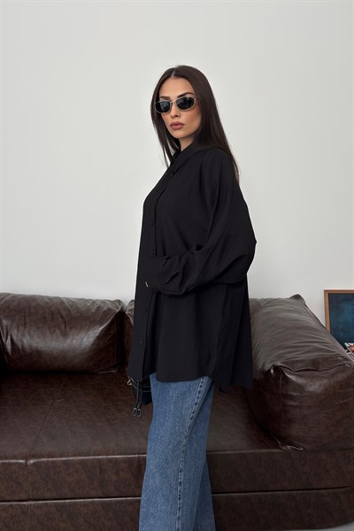Asel Oversize Gömlek Siyah