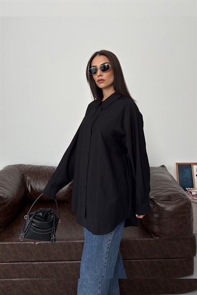 Asel Oversize Gömlek Siyah