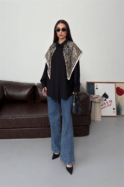 Asel Oversize Gömlek Siyah
