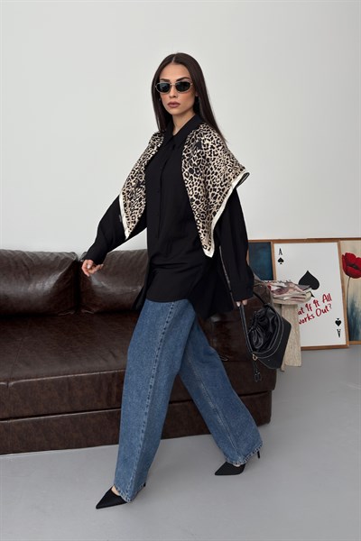 Asel Oversize Gömlek Siyah