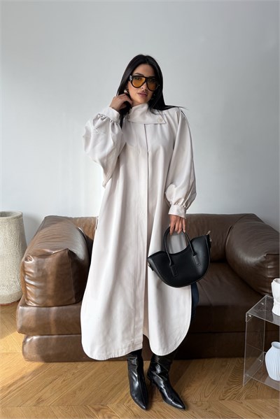 Balon Kol Oversize Trençkot Bej