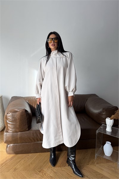 Balon Kol Oversize Trençkot Bej