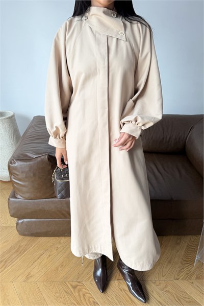 Balon Kol Oversize Trençkot Bej