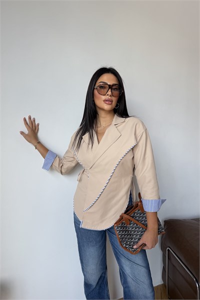 Biye Detaylı Ceket Bej