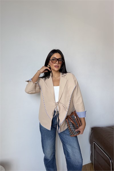 Biye Detaylı Ceket Bej