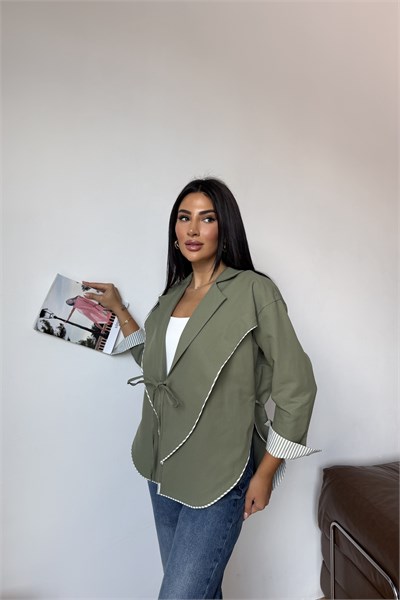 Biye Detaylı Ceket Haki