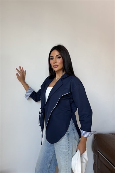 Biye Detaylı Ceket Lacivert