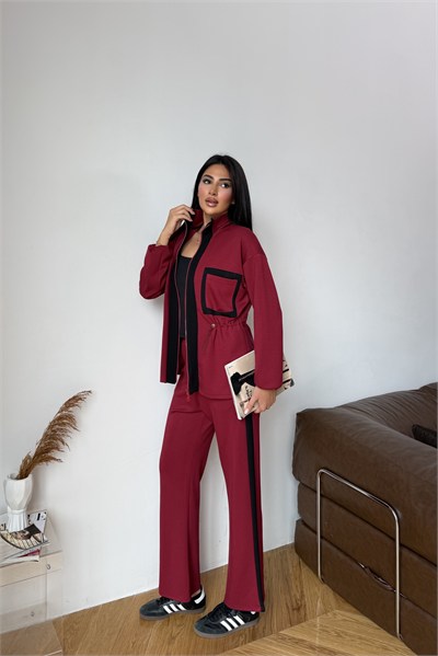 Çift Renk İkili Modal Takım Bordo