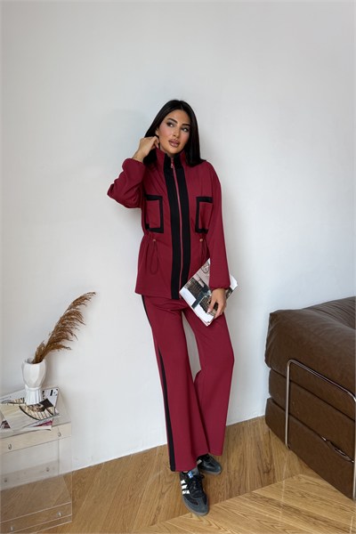 Çift Renk İkili Modal Takım Bordo
