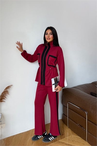 Çift Renk İkili Modal Takım Bordo