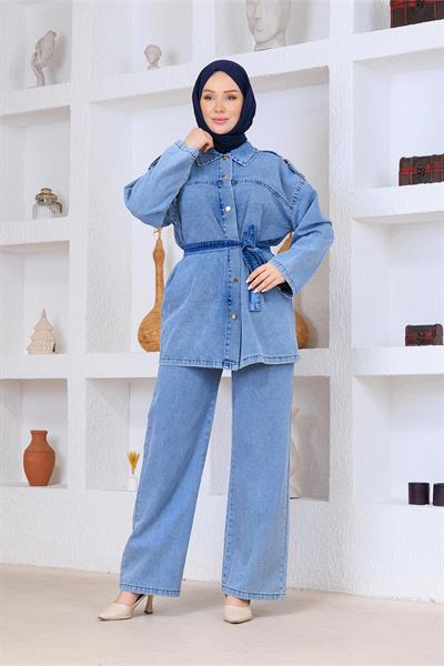Denim Pantolonlu Takım Açık Mavi