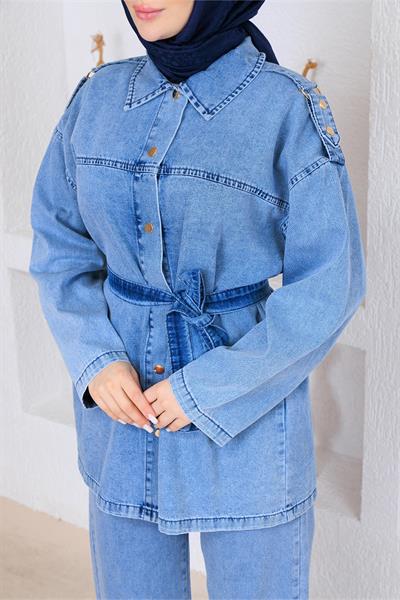 Denim Pantolonlu Takım Açık Mavi