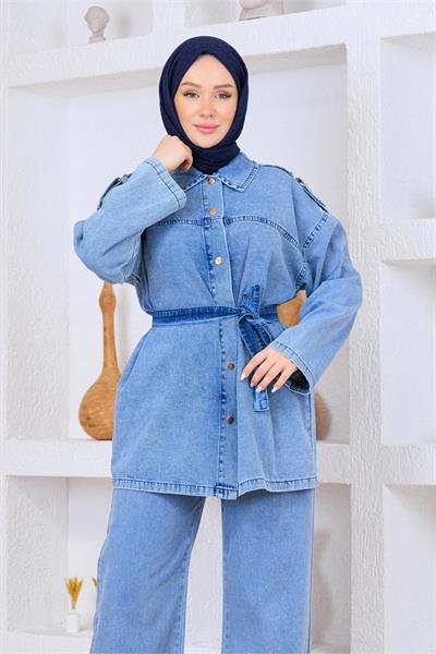 Denim Pantolonlu Takım Açık Mavi