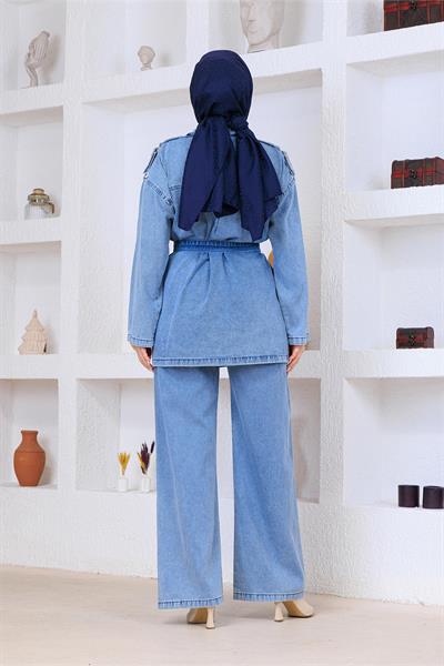 Denim Pantolonlu Takım Açık Mavi