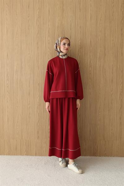 Hazel Etekli Modal Takım Bordo