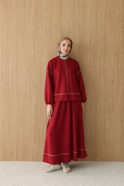 Hazel Etekli Modal Takım Bordo