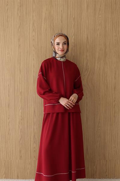 Hazel Etekli Modal Takım Bordo