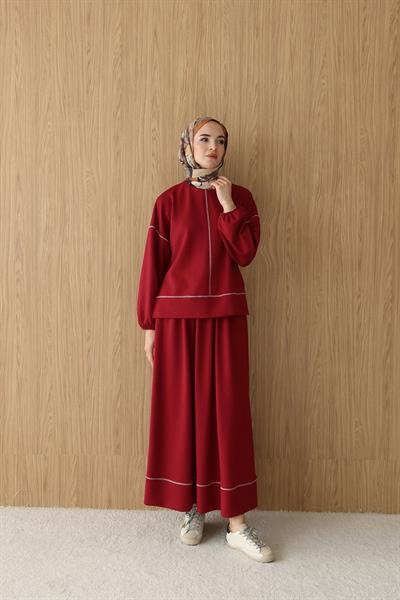Hazel Etekli Modal Takım Bordo