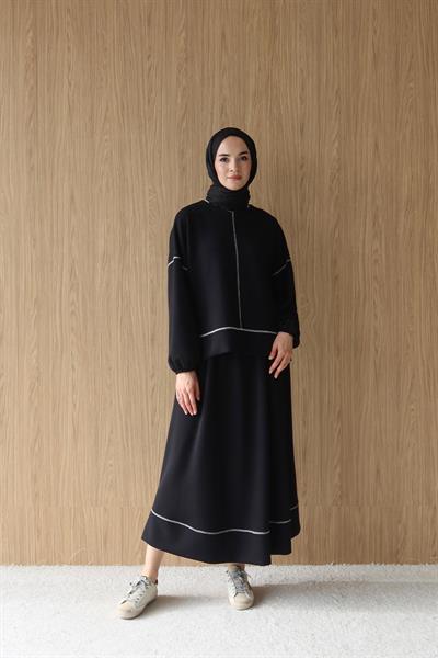 Hazel Etekli Modal Takım Siyah