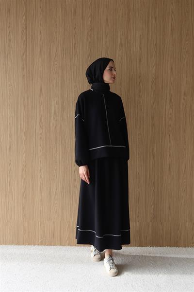Hazel Etekli Modal Takım Siyah