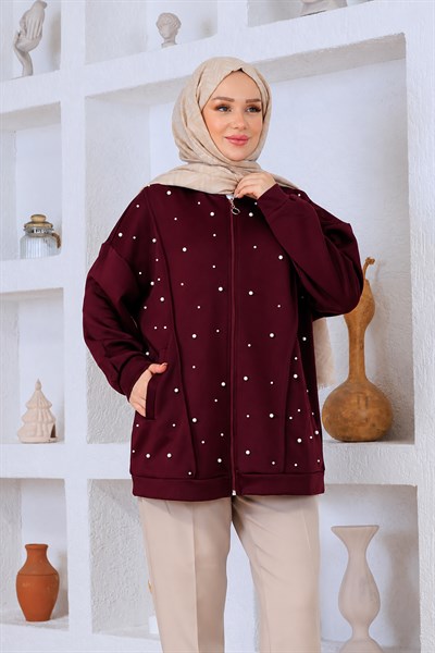 İncili Ceket Bordo