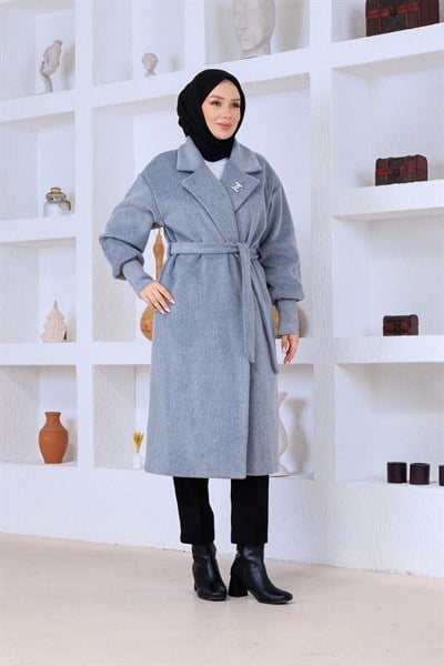 Kaşmir Klasik Kaban Açık Gri