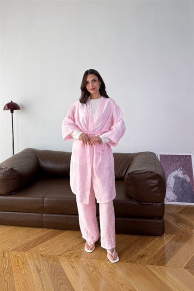 Kimono Pantolon Takım Pembe
