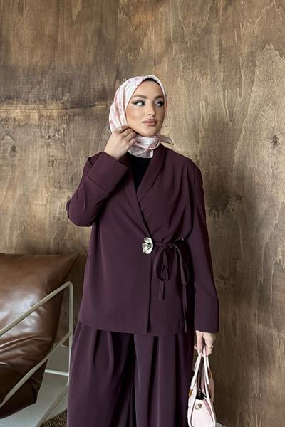 Alen Ceket Pantolonlu Takım Bordo