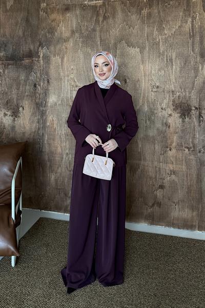 Alen Ceket Pantolonlu Takım Bordo
