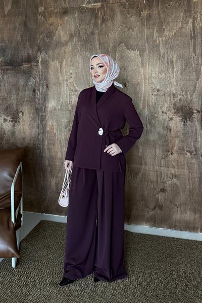 Alen Ceket Pantolonlu Takım Bordo
