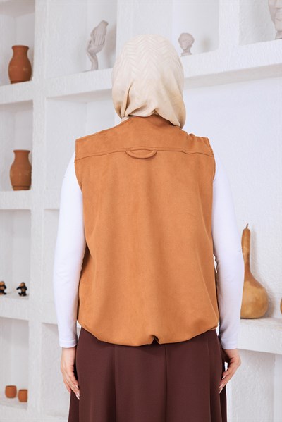 Süet Yelek Camel