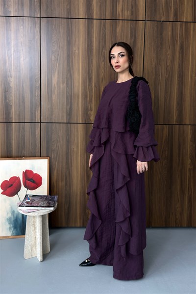 Zena Volan Detaylı Takım Mürdüm