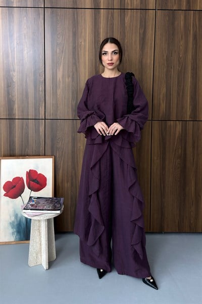 Zena Volan Detaylı Takım Mürdüm