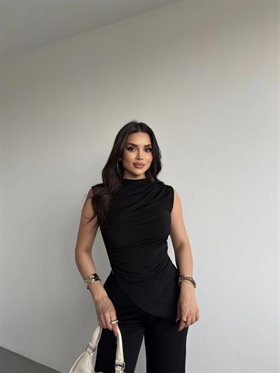 Asimetrik Bluz Pantolon İkili Takım