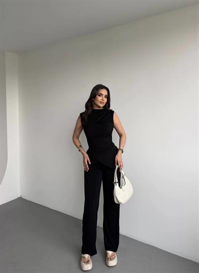 Asimetrik Bluz Pantolon İkili Takım