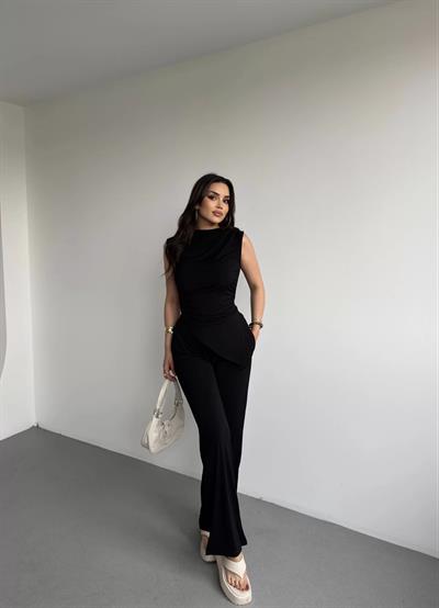 Asimetrik Bluz Pantolon İkili Takım