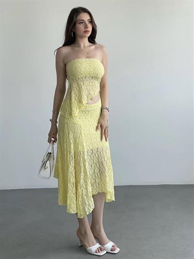 Asimetrik Dantelli Crop Takım