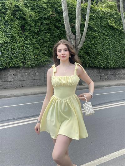 Atlas Kumaş Omuz Kurdele Elbise