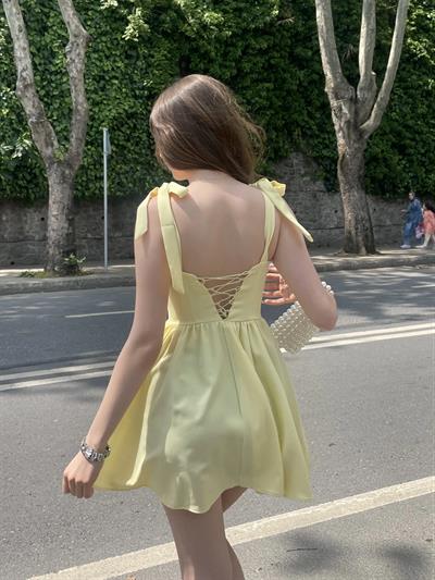 Atlas Kumaş Omuz Kurdele Elbise