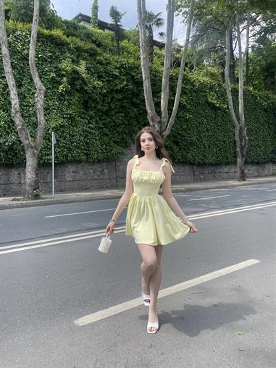 Atlas Kumaş Omuz Kurdele Elbise