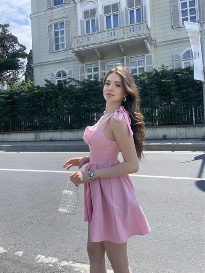 Atlas Kumaş Omuz Kurdele Elbise