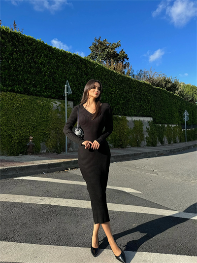 Basic Triko Kemerli Elbise