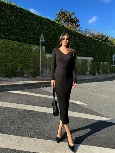 Basic Triko Kemerli Elbise