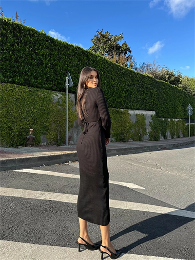 Basic Triko Kemerli Elbise