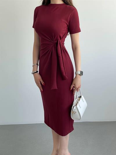 Bel Bağlamalı Modal Elbise