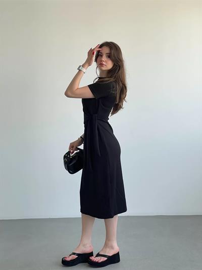 Bel Bağlamalı Modal Elbise