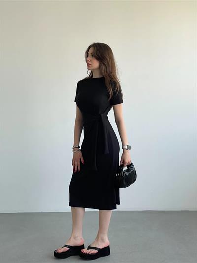 Bel Bağlamalı Modal Elbise