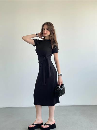 Bel Bağlamalı Modal Elbise