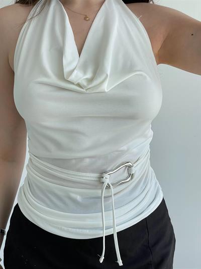 Bel Tokalı Halter Bluz