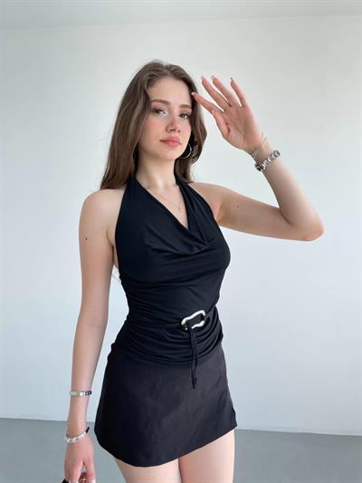 Bel Tokalı Halter Bluz
